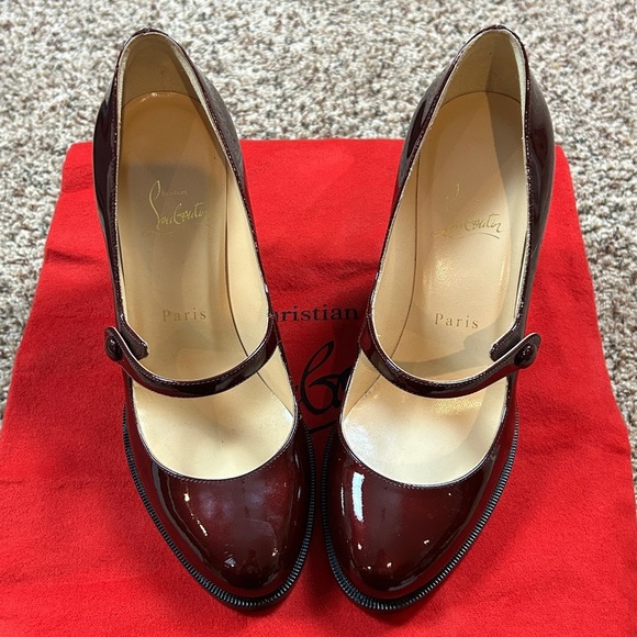 Christian Louboutin TOP STREET 85 METAL PATENT/CUOIO HE R118 ORTHODOXE/BLACK LUC - Picture 1 of 11